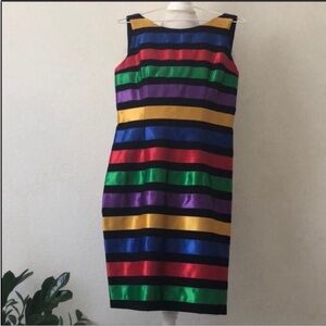 Maggy London Sleeveless Multicolor Stripped Dress